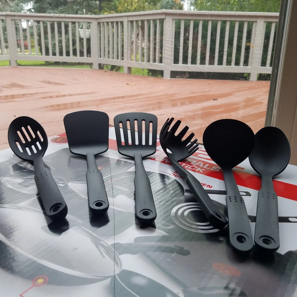 T-Fal 2-pc Plastic Kitchen Utensils Laddle & Pasta Fork SET NEW